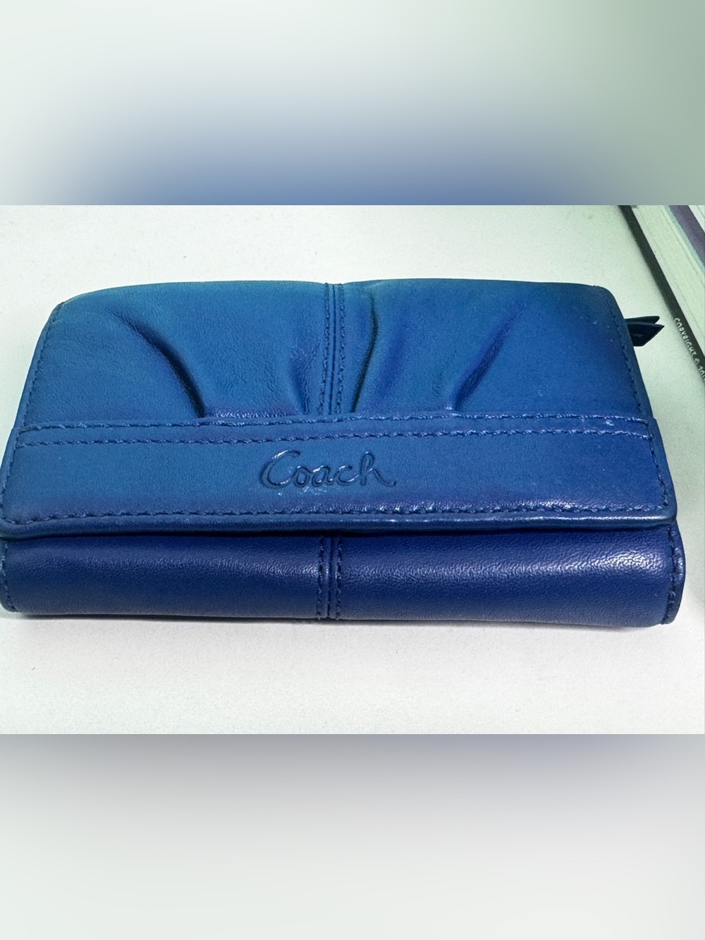 Coach Women's Blue Leather Compact Wallet - Picture 6 of 12